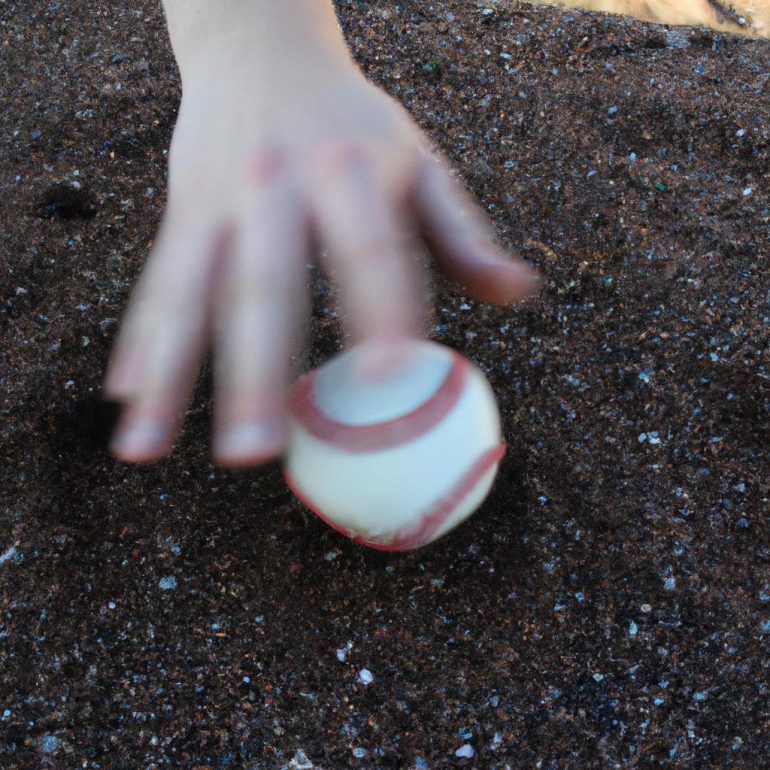 Person fielding a baseball ball