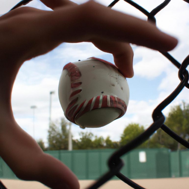 Person framing a baseball catch