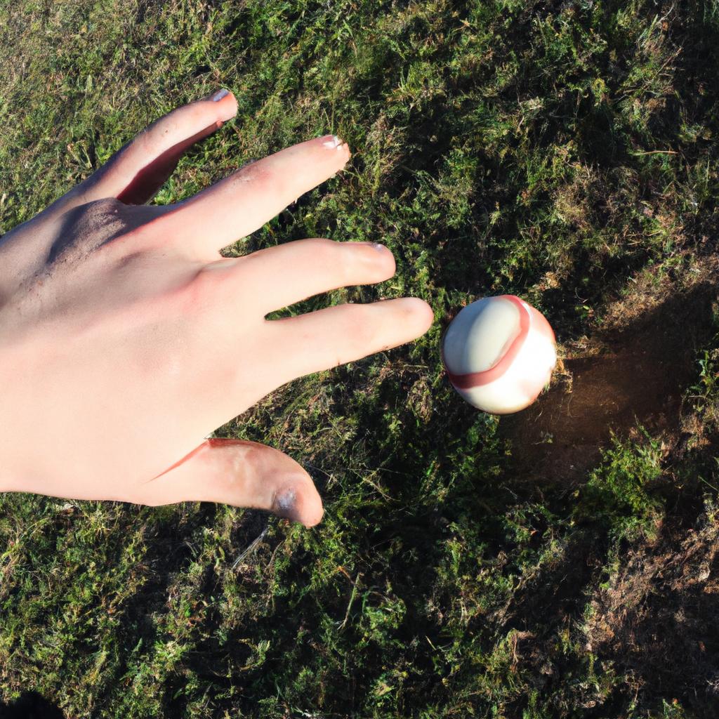 Person fielding a baseball