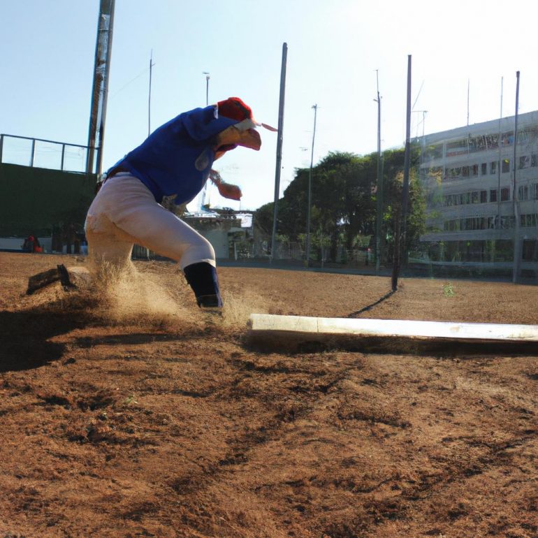 Person sliding into baseball base